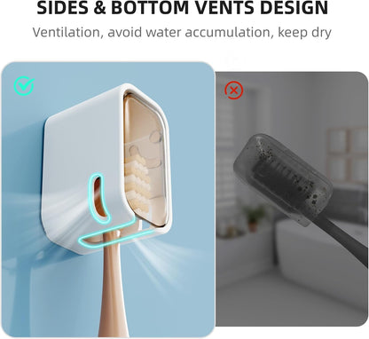 Travel Toothbrush Cover 2PCS,【Innovative Band Design】 Stay Closed Electric Toothbrush Covers Caps, Toothbrush Head Cover for Travel, Camping,Bathroom, Business