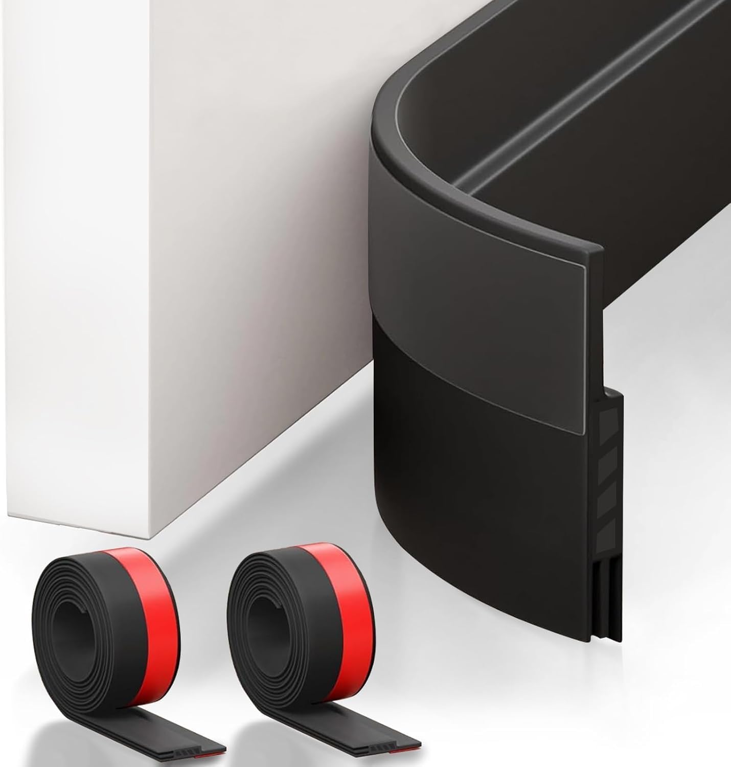 Suptikes 2 Pack Door Draft Stopper，Door Sweep for Exterior & Interior Doors,Door Bottom Seal Dust and Noise Insulation Weather Stripping Draft Guard Insulator, 2" W x 39" L, Black