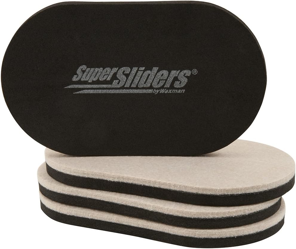 SuperSliders 4724095N Reusable XL Heavy Furniture Movers & SuperSliders 4705195N Reusable Furniture Movers for Hardwood Floors – Quickly and Easily Move Any Item 3-1/2” x 6” Linen (4 Pack)