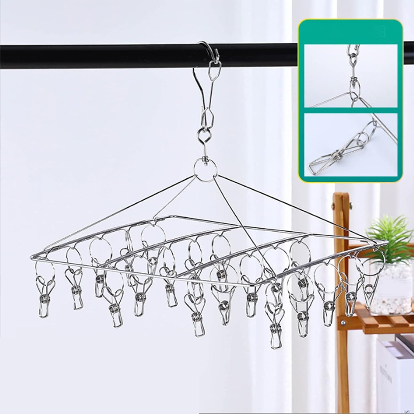 Clothes Drying Racks Clip Hangers, Clothes Drying Hanger Stainless Steel Multi Clip Laundry Drip Hanging Rack for Underwear Socks Hat(Round)