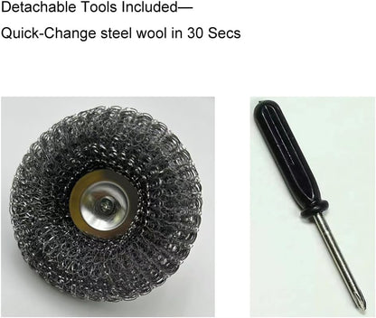Steel Wool Scrubber, Oven Cleaner Brush, Stainless Steel Scrubber and Crevice Brushes Cleaning Set for Dishes, Iron, Pots, Stoves, Barbecue Grills, Sink