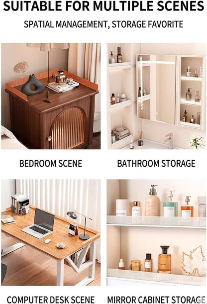 Anti-Fall Shelf Edge Guardrail for Mirror Cabinet & Vanity, 15.7" Cut-to-Size Plastic Barrier, Adhesive Edge Protector for Bathroom,Desk, Stops Items from Falling into Gap (4, Semi-Transparent)