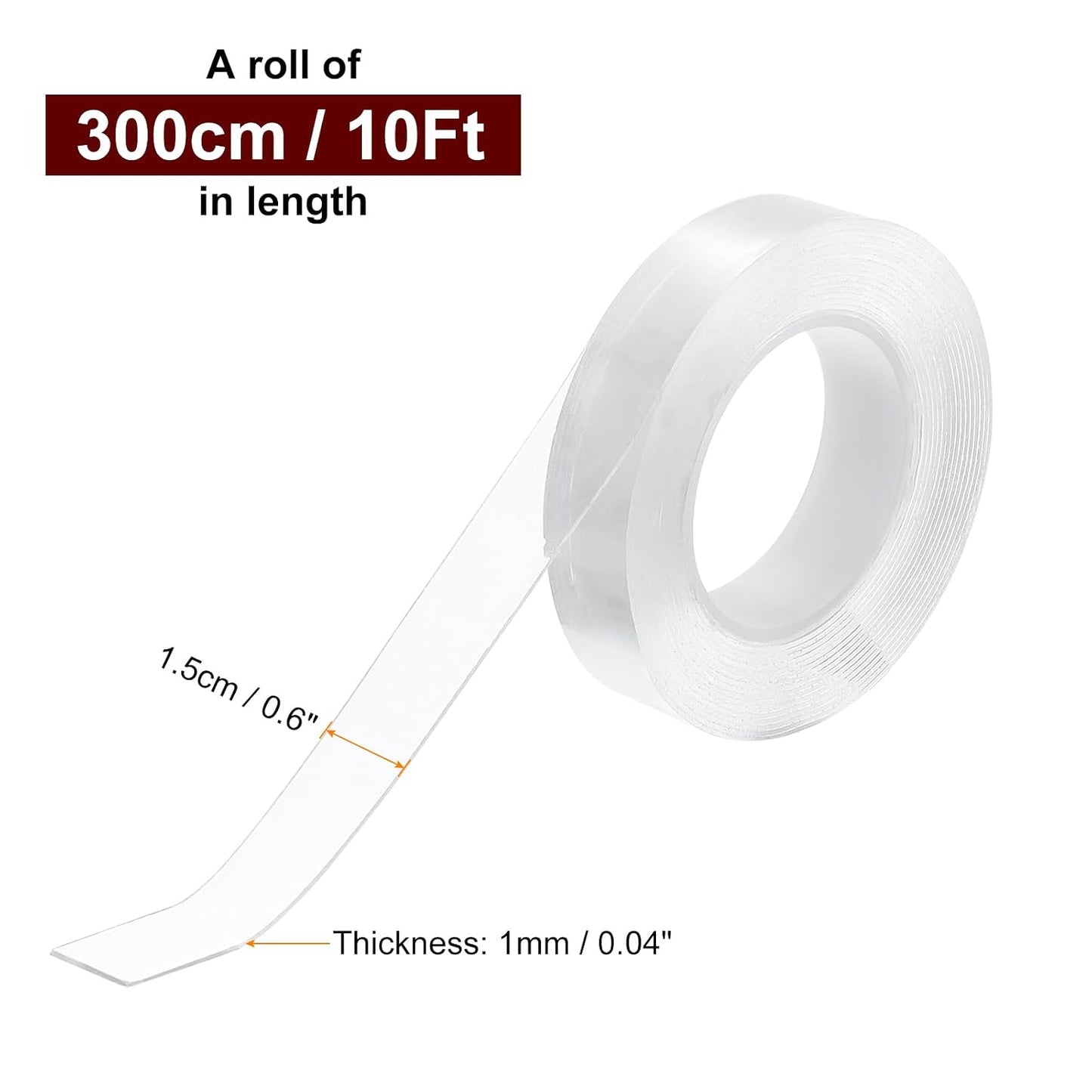 HARFINGTON Double Sided Nano Tape 10FT x 2" x 0.04" Multipurpose Removable Clear Mounting Tape Washable Waterproof Picture Hanging Adhesive Strips for Walls Carpets Posters Decor