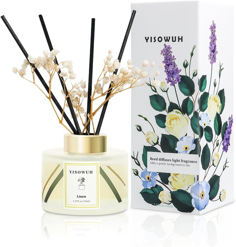 Reed Diffuser Set,5.07 fl oz (150 ml) - White Jasmine Oil Diffusers with 8 Reed Sticks,Home Fragrance Reed Diffuser for Bathroom Shelf Decor