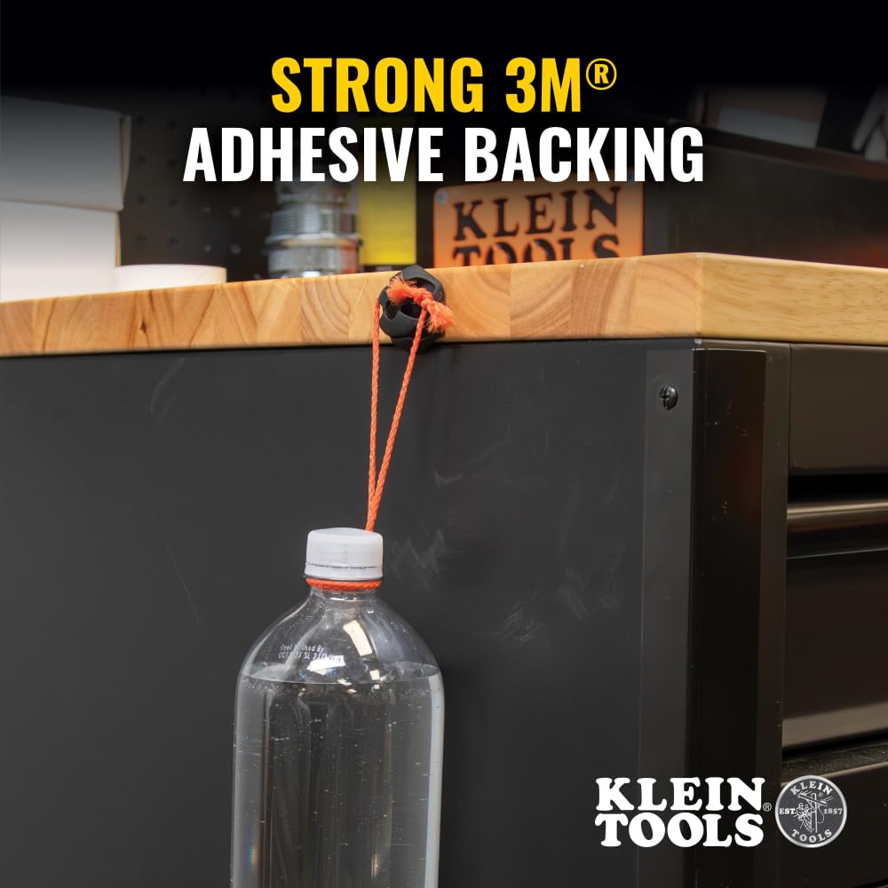 Klein Tools 450-410 Cable Clips, Made in USA, Self-Adhesive 3-Slot Cable, Cord Management Mounting Clips, Optional Screw for Permanent Mounting, 10-Pack