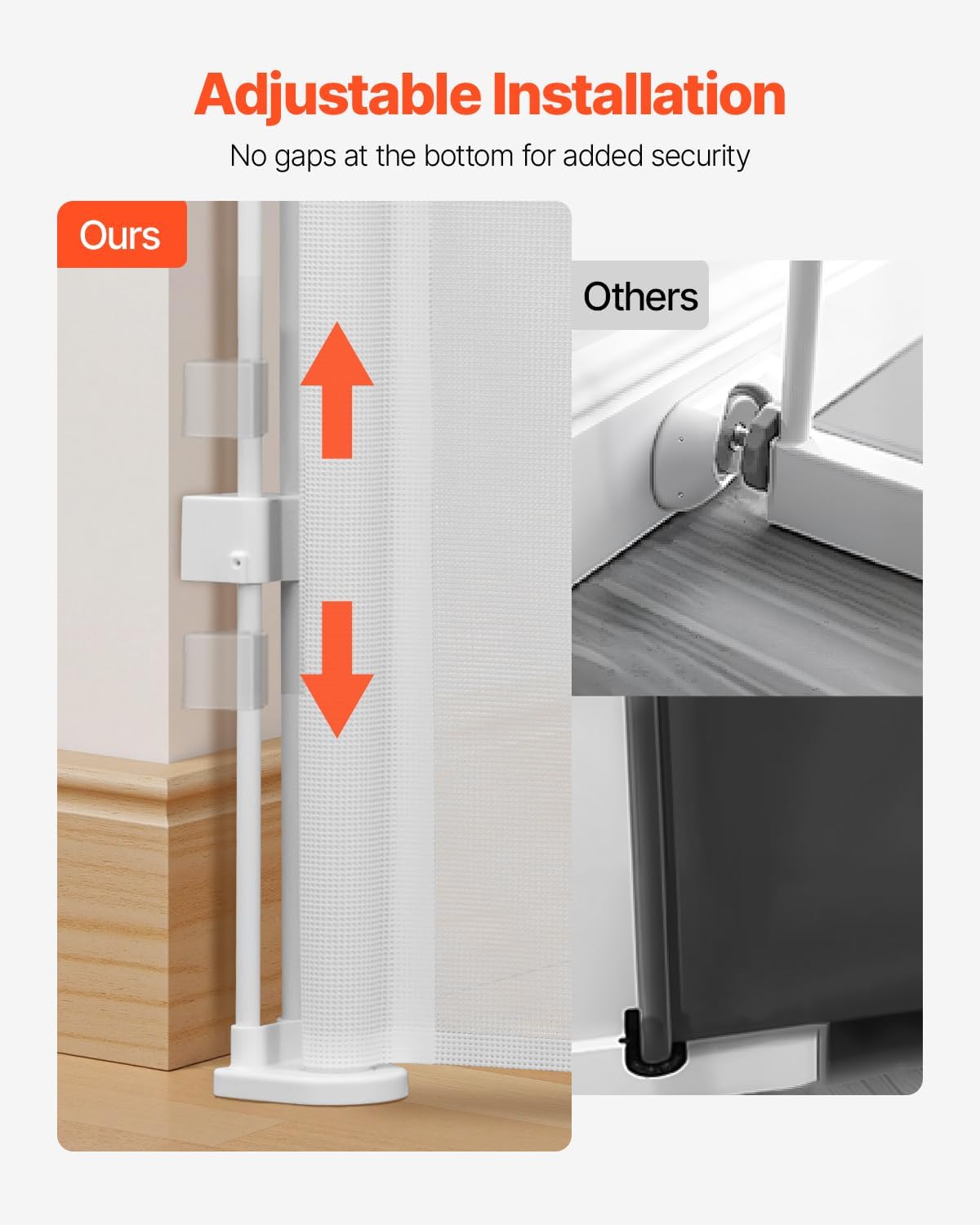 VEVOR Retractable Baby Gate, 34 inch Tall, Extends up to 71 inch Wide, Retractable Gate for Kids or Pets, Mesh Material, Easy to Install for Indoor Stairs, Doorways, Hallways, Playrooms, Gray