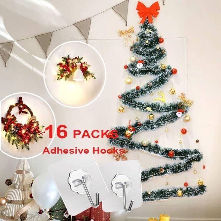 D Global Clear Adhesive Wall Hooks, Heavy Duty Self Adhesive, Waterproof & Removable, No Damage for Bathroom Kitchen Outdoor Use (12 Separable Large Hook)