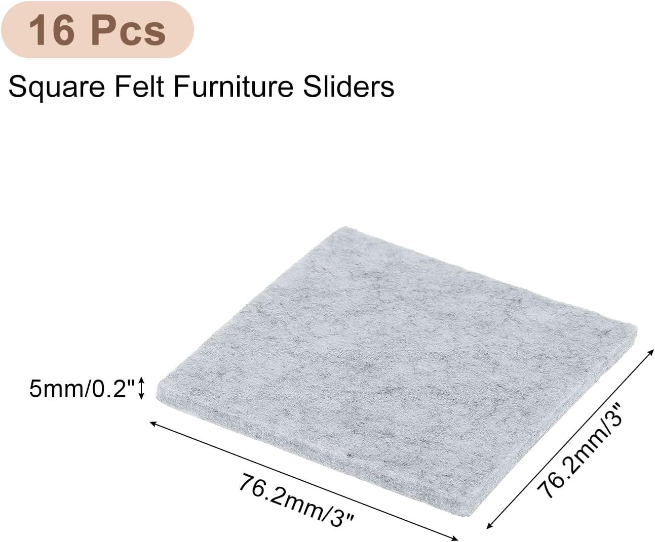 uxcell Furniture Pads, 16Pcs 2.5" - Square Self Adhesive Felt Furniture Pads, Floor Protectors for Furniture Feet Chairs Legs Hardwood Floors (Brown)