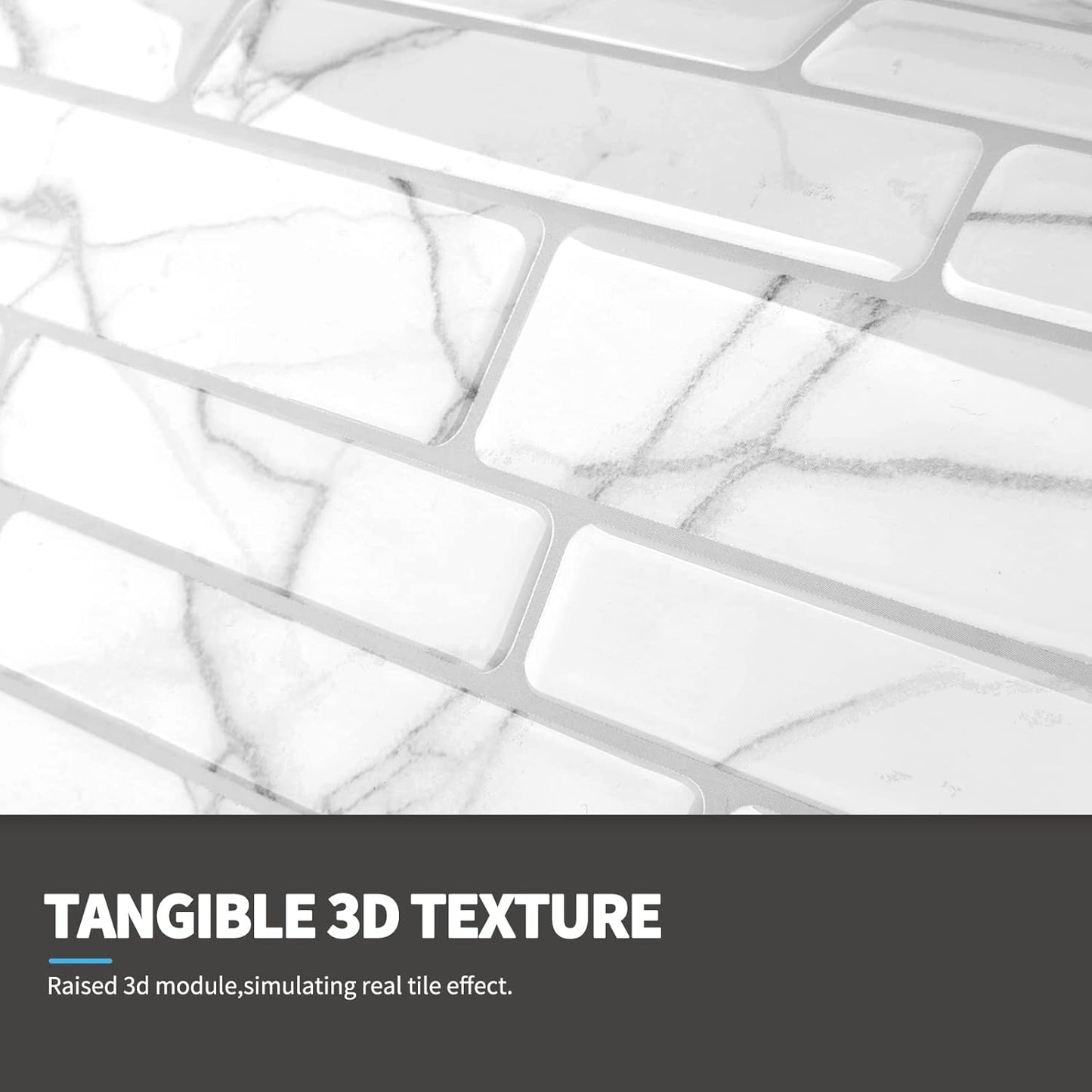 Art3d 10-Sheet Premium Stick On Kitchen Backsplash Tiles, 12"x12" Peel and Stick Self Adhesive Wall Tiles, White Marble Design