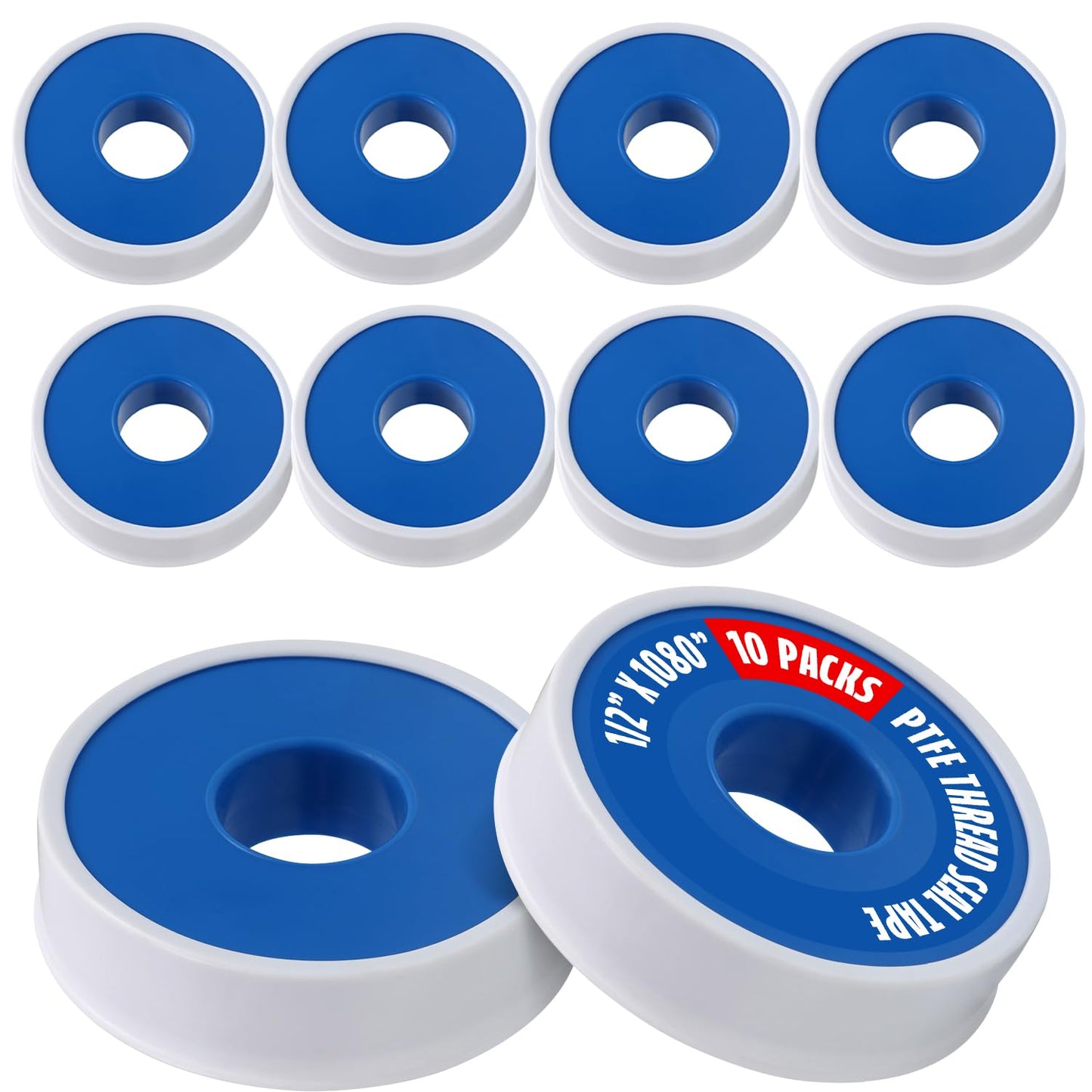 Supply Giant Plumbers PTFE Tape 1/2" W x 520" L Pipe Thread Tape, High Density Thread Sealant Tape Water Seal Plumbing Tape for Shower Head, Pipes, Gas Lines, Leak Prevention