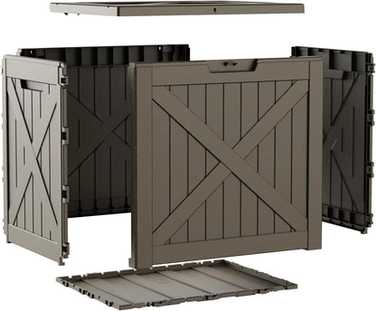320 Gallon Waterproof Outdoor Storage Box, UV Resistant Resin Deck Box with Hydraulic Rod for Reinforced Stability, Perfect for Patio, Garden, and Pool（Black，320 Gallon）