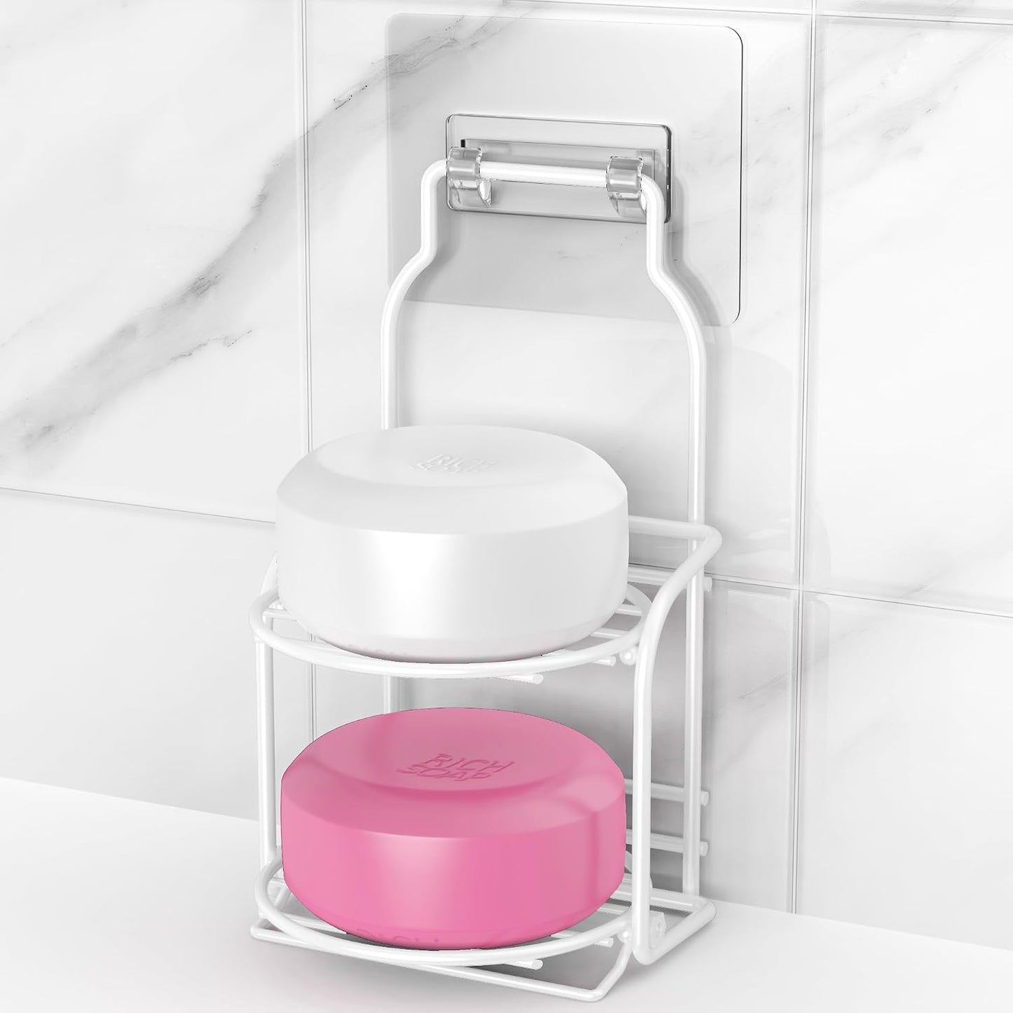 galasily 3-Tier Shower Soap Shampoo Bar Holder, Self Adhesive&Freestanding Draining Soap Caddy for Bathroom Wall Accesories, Apartment Essentials Decor…