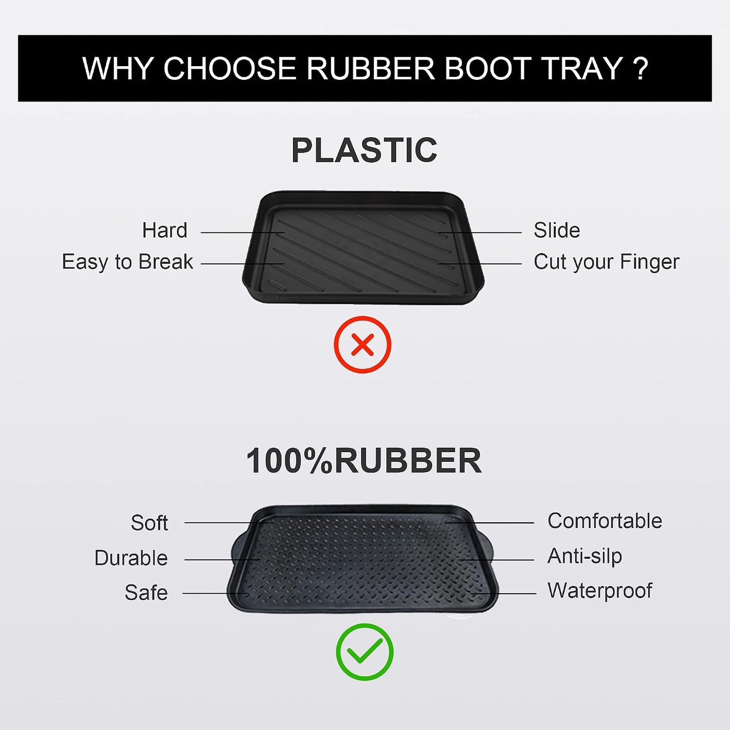 Matace 1 Pack Rubber Small Boot Tray for Entryway,Boot Mat,Shoe Tray,Shoe Mat for Indoor and Outdoor Use, 27.95"x 15.74" (Pack of 1)