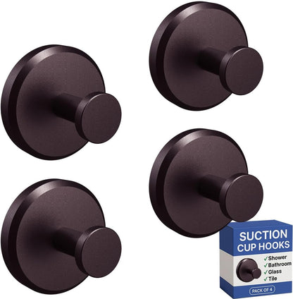 HOME SO Suction Cup Hooks for Shower & Bathroom Towel Holder 2-Pack – Suction Cups Hooks for Hanging Towels, Robes, & Coats - Tiles, Glass Door or Mirror – Shower Hooks & Towel Hooks Organizer - Black