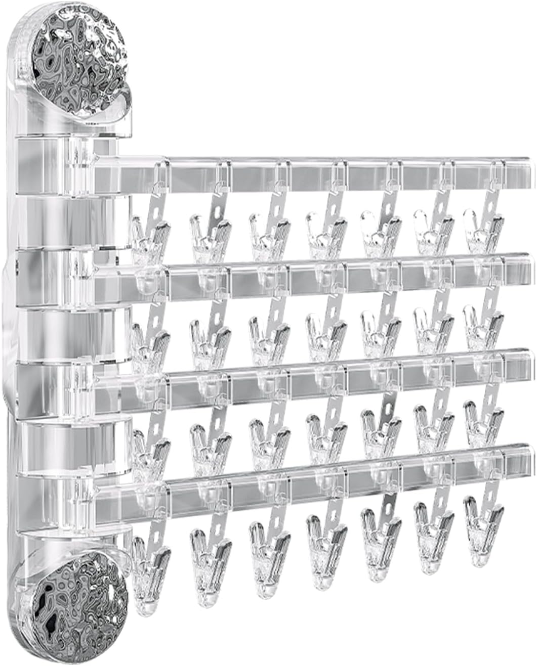 Clothes Drying Rack Wall Mounted, Clothes Drying Rack Folding with Clip, 180° Rotation, Balcony Drying Rack Dryer, Space Saver for Socks, Underwear, Rags, Towels