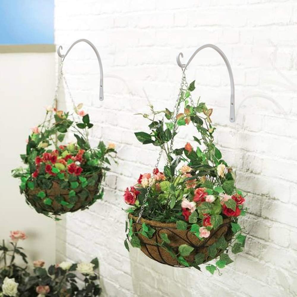 FEED GARDEN Heavy Duty Plant Hangers Outdoor Indoor, 8 Inch 2 Pack Metal Hanging Bracket Holds Up to 44 lbs, Wall Brackets for Hanging Baskets, Bird Feeders,Wind Chime& Lanterns, Black