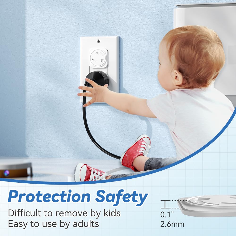SAFELON 20 Pcs Electrical Safety Plug Socket Covers US, Child Baby Safety Plug Socket Covers for Sockets, Protection Against Electric Shock for Children (White)