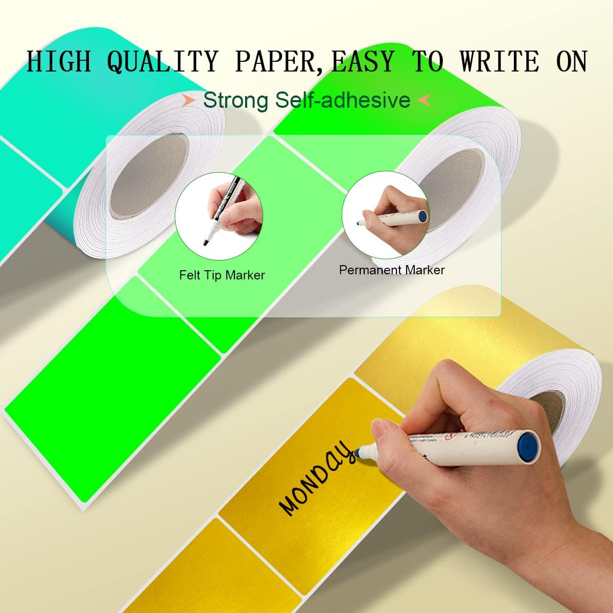 PARLAIM 3 x 5 inch Rectangle Sticker Labels, 250PCS Adhesive Color Coding Stickers for Moving Box Inventory Label, Fluorescent Green
