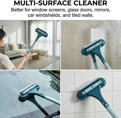 Window Screen Cleaning Brush, 2 in 1 Window Screen Cleaner Tool with Squeegee, Multi-Purpose Cleaning Brush for Patio, Door, Porch Screens