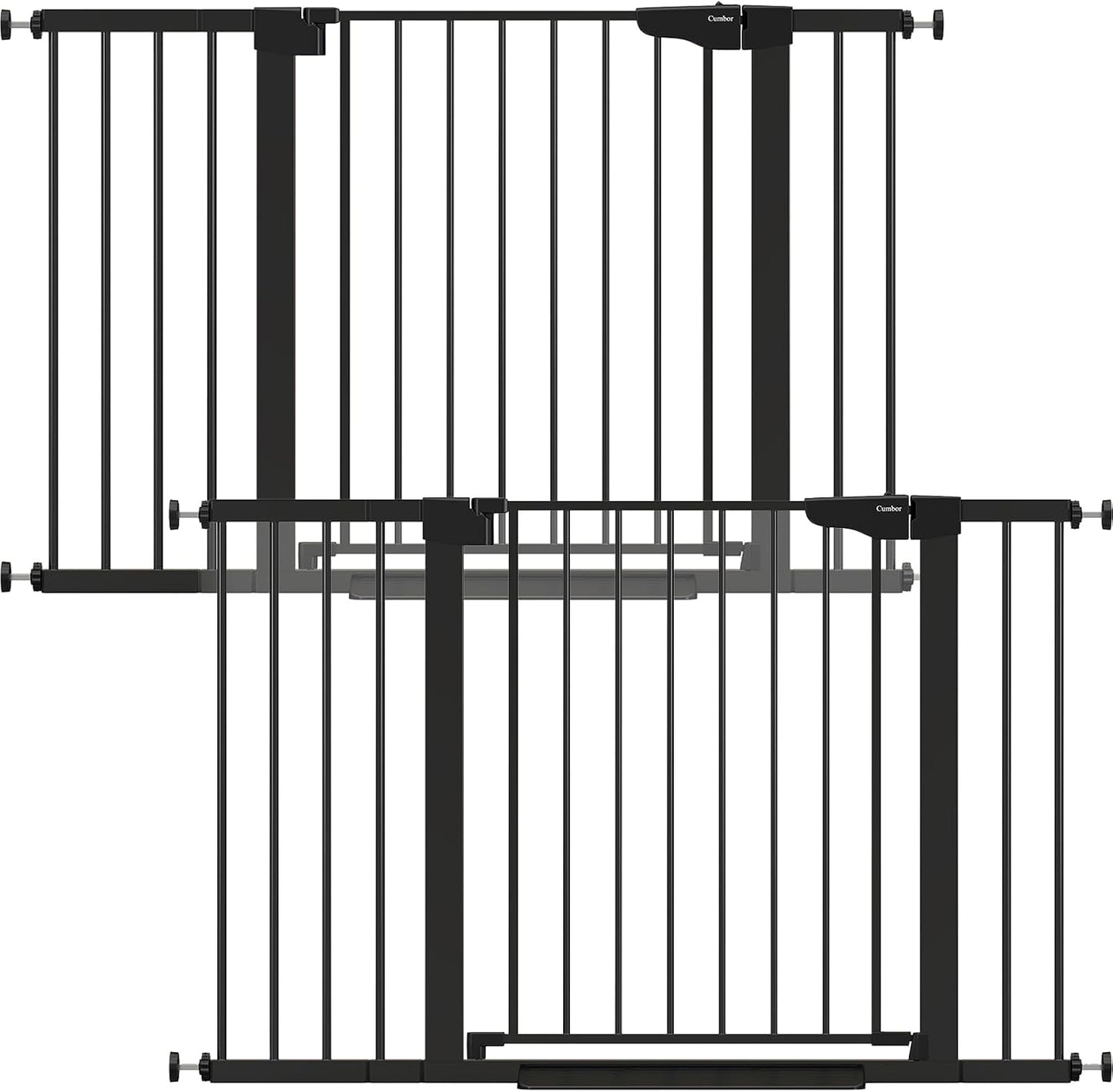 Cumbor 29.7-48" Baby Gate for Stairs, Mom's Choice Awards Winner-Dog Gate for Doorways, Auto Close Safety Pet Gate for Dogs Indoor, Easy Install Pressure Mounted Child Gate with Walk Thru Door, Brown