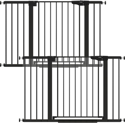 Cumbor 29.7-48" Baby Gate for Stairs, Mom's Choice Awards Winner-Dog Gate for Doorways, Auto Close Safety Pet Gate for Dogs Indoor, Easy Install Pressure Mounted Child Gate with Walk Thru Door, Brown