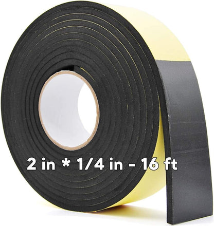 Neoprene Weather Stripping -2" W x 1/8" T- Self Adhesive Foam Rubber Seal Strip Tape for Sliding Door Window Insulation