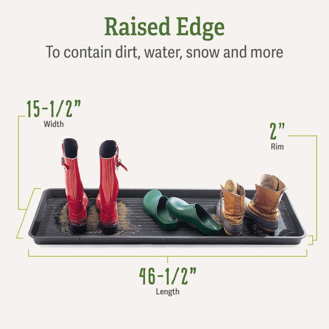 Gardener's Supply Company Entrance Boot Tray | Multi-Purpose All Weather Waterproof Indoor and Outdoor Shoe Mat Made with 100% Durable Recycled Plastic | 22" L x 15.5" W 2" Deep, Black - Size Small