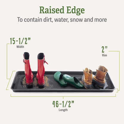 Gardener's Supply Company Entrance Boot Tray | Multi-Purpose All Weather Waterproof Indoor and Outdoor Shoe Mat Made with 100% Durable Recycled Plastic | 22" L x 15.5" W 2" Deep, Black - Size Small