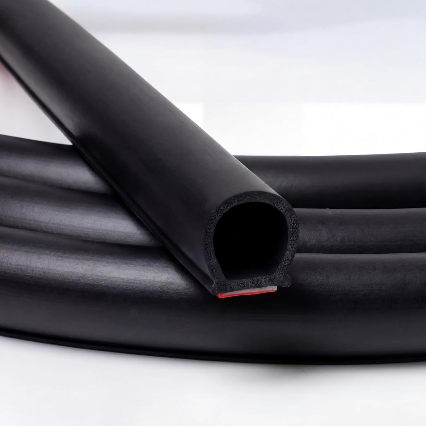 Pangda 10Ft D Shape Rubber Weather Stripping Foam Self-Adhesive EPDM Door Seal Strip for Noise Reduction Waterproof Dustproof for Cars Boats Truck RVs Windows Doors (3/4" W × 3/4" H)