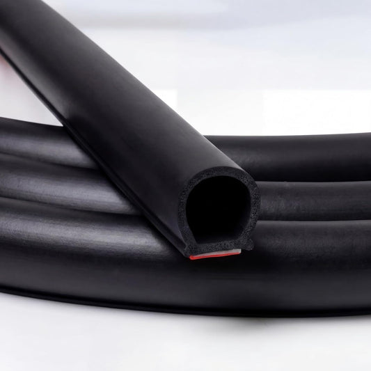 Pangda 10Ft D Shape Rubber Weather Stripping Foam Self-Adhesive EPDM Door Seal Strip for Noise Reduction Waterproof Dustproof for Cars Boats Truck RVs Windows Doors (3/4" W × 3/4" H)