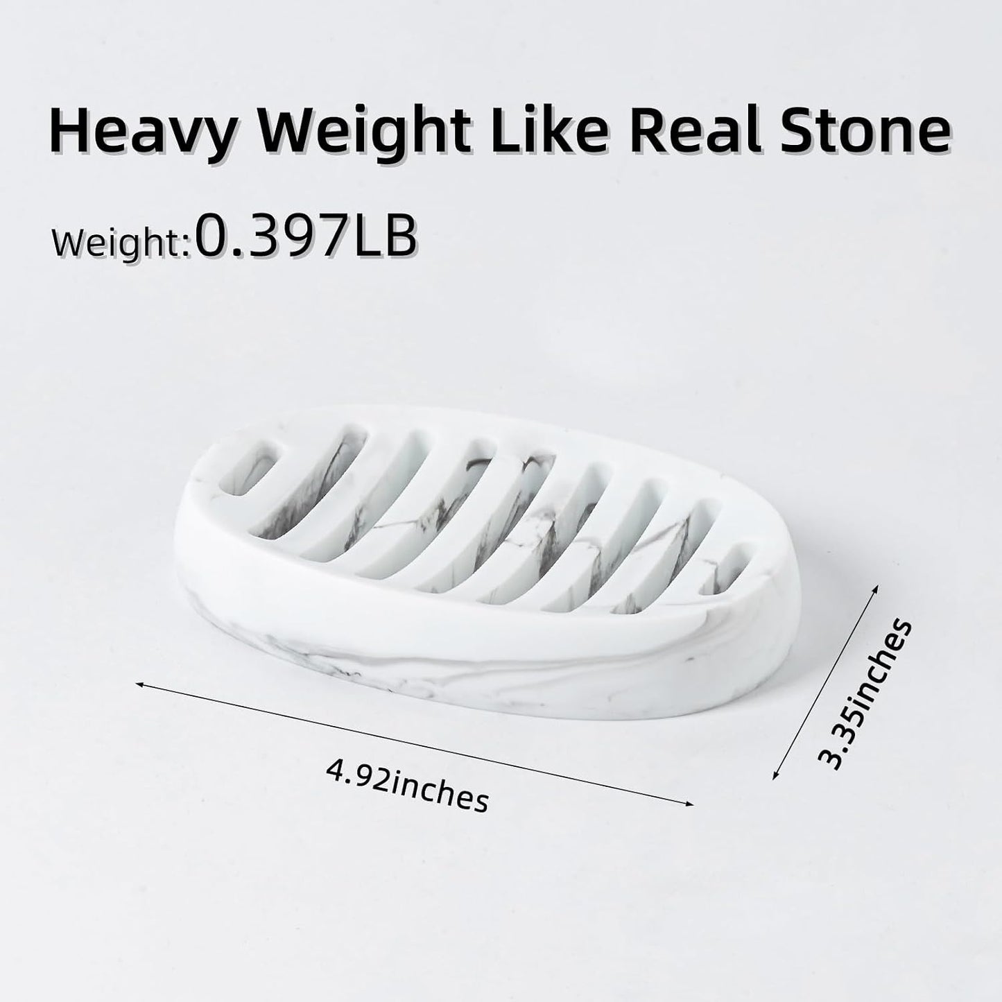 Soap Dish, Bar Soap Holder, Travertine Stone Look, Off White | Self Draining,Sponge Holders Tray for Shower,for Dispenser,Scrubber,Bottle,Cup on Bathroom Kitchen Bathtub Sink or Counter