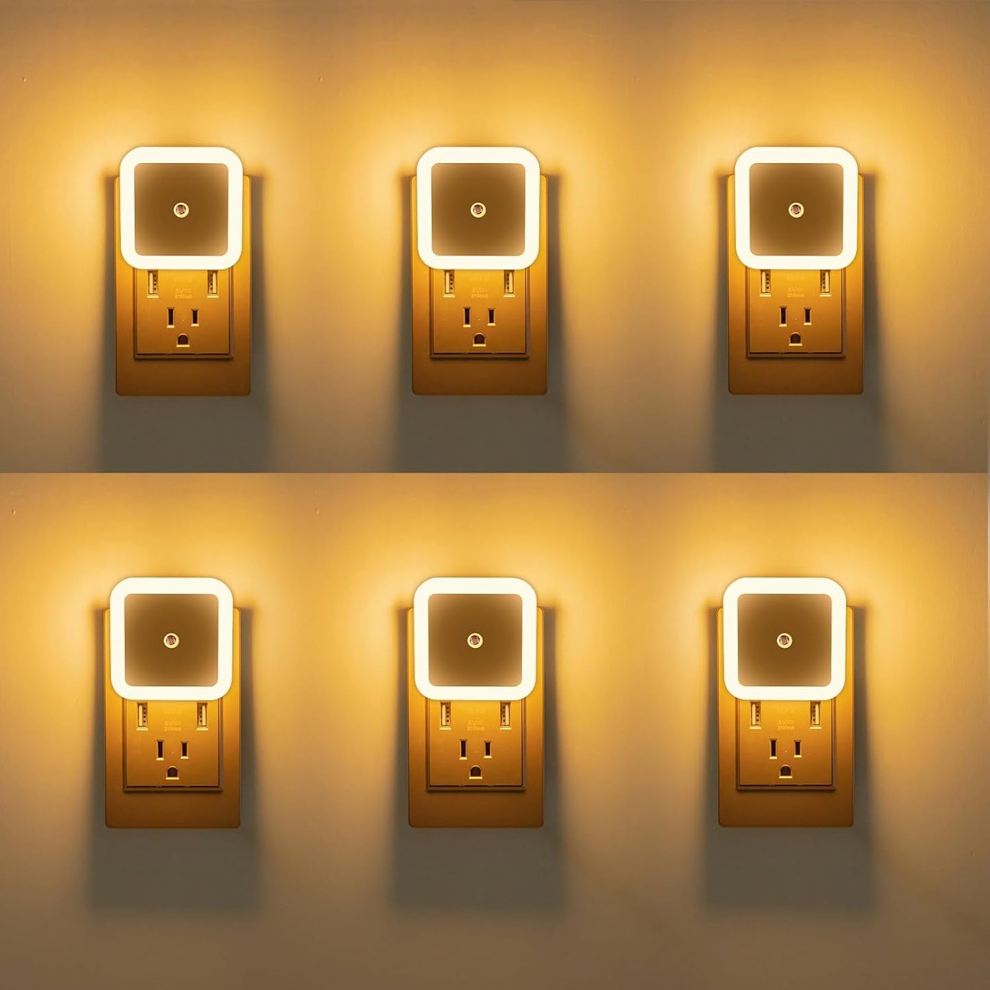 6 Pack Blue LED Night Light Plug in, Dusk to Dawn Sensor Automatic On and Off, Energy Efficient, Soft Glow Kids, Nursery, Bedroom, Bathroom, Hallway, Stairs, Kitchen