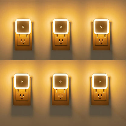 6 Pack Blue LED Night Light Plug in, Dusk to Dawn Sensor Automatic On and Off, Energy Efficient, Soft Glow Kids, Nursery, Bedroom, Bathroom, Hallway, Stairs, Kitchen
