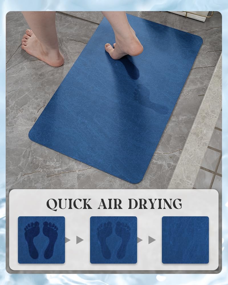 MontVoo -Bath Mat-Rubber Backing Non SlipThin Bathroom Rugs Fit Under Door- Quick Dry Absorbent Faux Suede Surface Grey Bathroom Floor Mats-Shower Rug for in Front of Bathtub Shower Gray 16x24