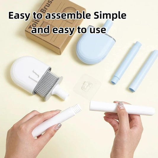 Silicone Toilet Brush with Wall Mount - No Dead Corners, Quick Dry, Drill-Free Cleaner (Black)