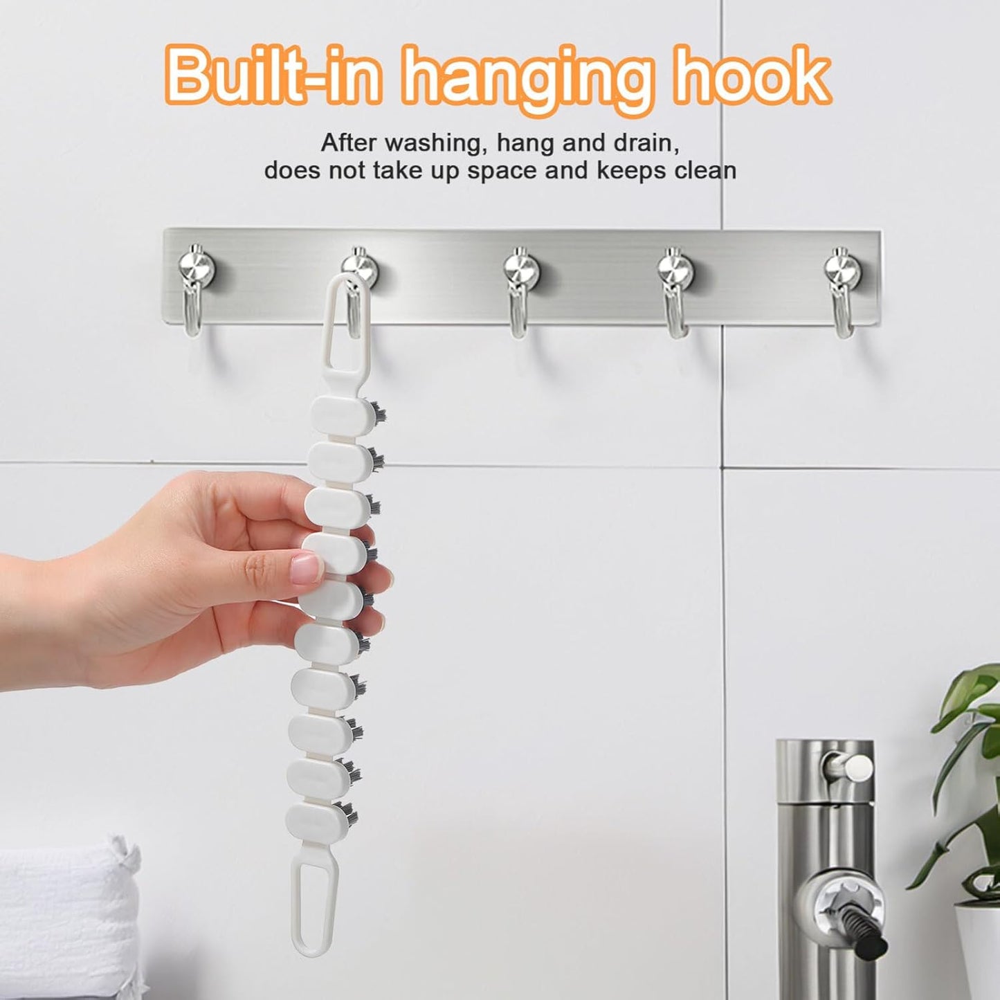 4 Pcs Bendable Crevice Cleaning Brush Set for Kitchen and Bathroom Sink Faucets Multi-Functional Hard Bristle Scrub Brushes