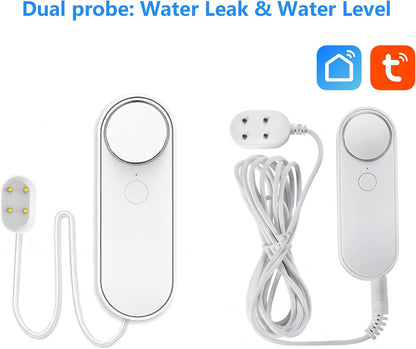 Mengshen WiFi Water Leak & Water Level Detector | 2-In-1 Tuya Smart Sensor, Loud Volume APP Alert Monitoring, 6.5 Feet Detection Line, For Swimming Pool Fish Tank Aquarium