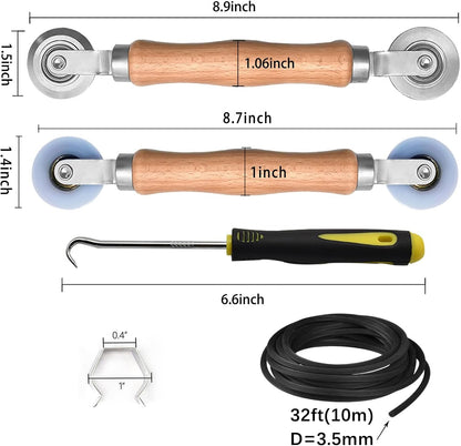 BAYTORY Upgrade Window Screen Repair Kit, Steel/Nylon Roller Tool with Bearing | Spline Removal Hook and 12Pcs Screen Clips Replacement for Installing Door Mesh Screens