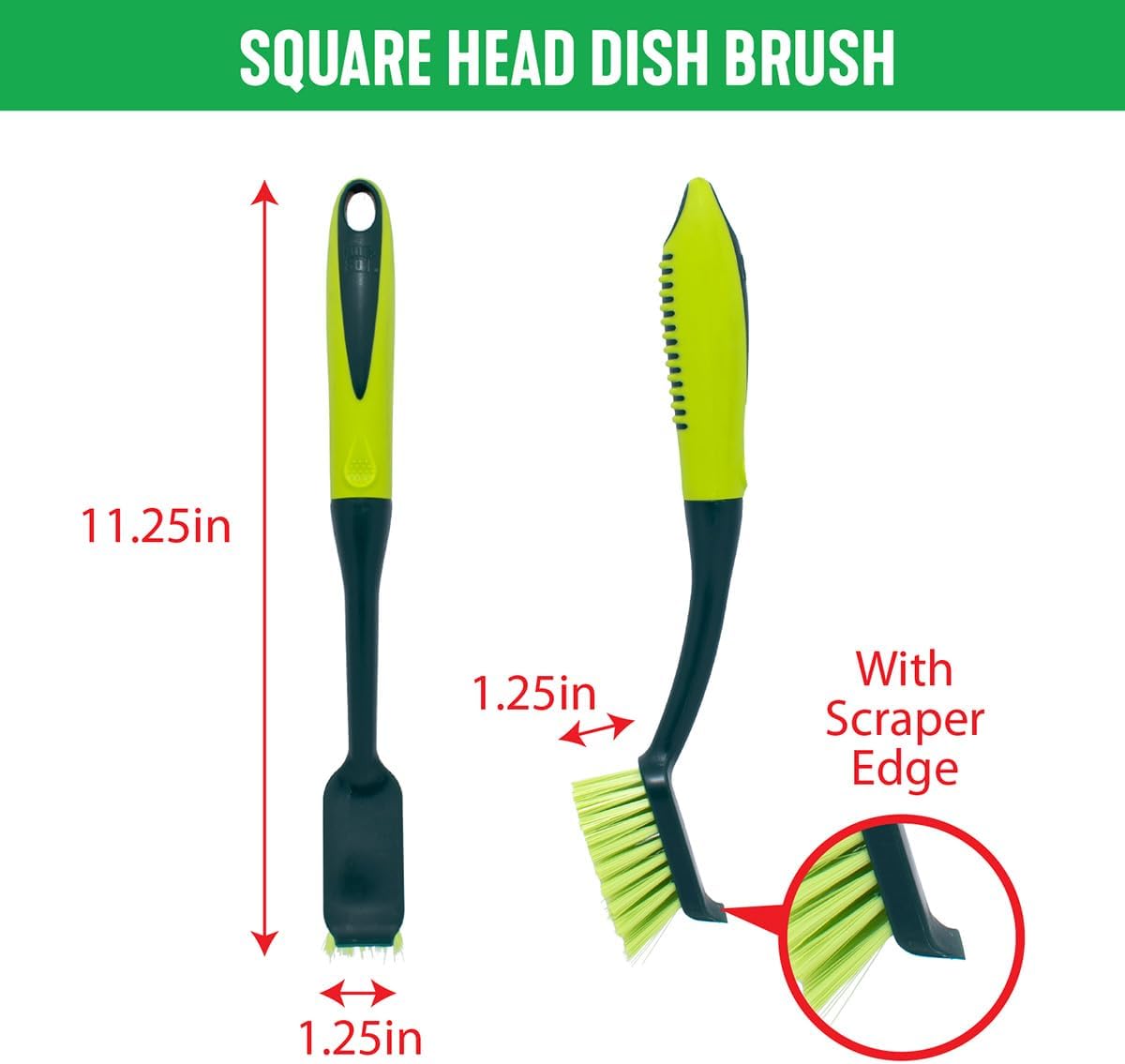 Pine-Sol Scrub Brush Set - Long Handle Cleaning Brushes with Heavy Duty Bristles and Comfort Grip - Scrubbers for Kitchen, Household, and Dishwashing, 2 Pieces