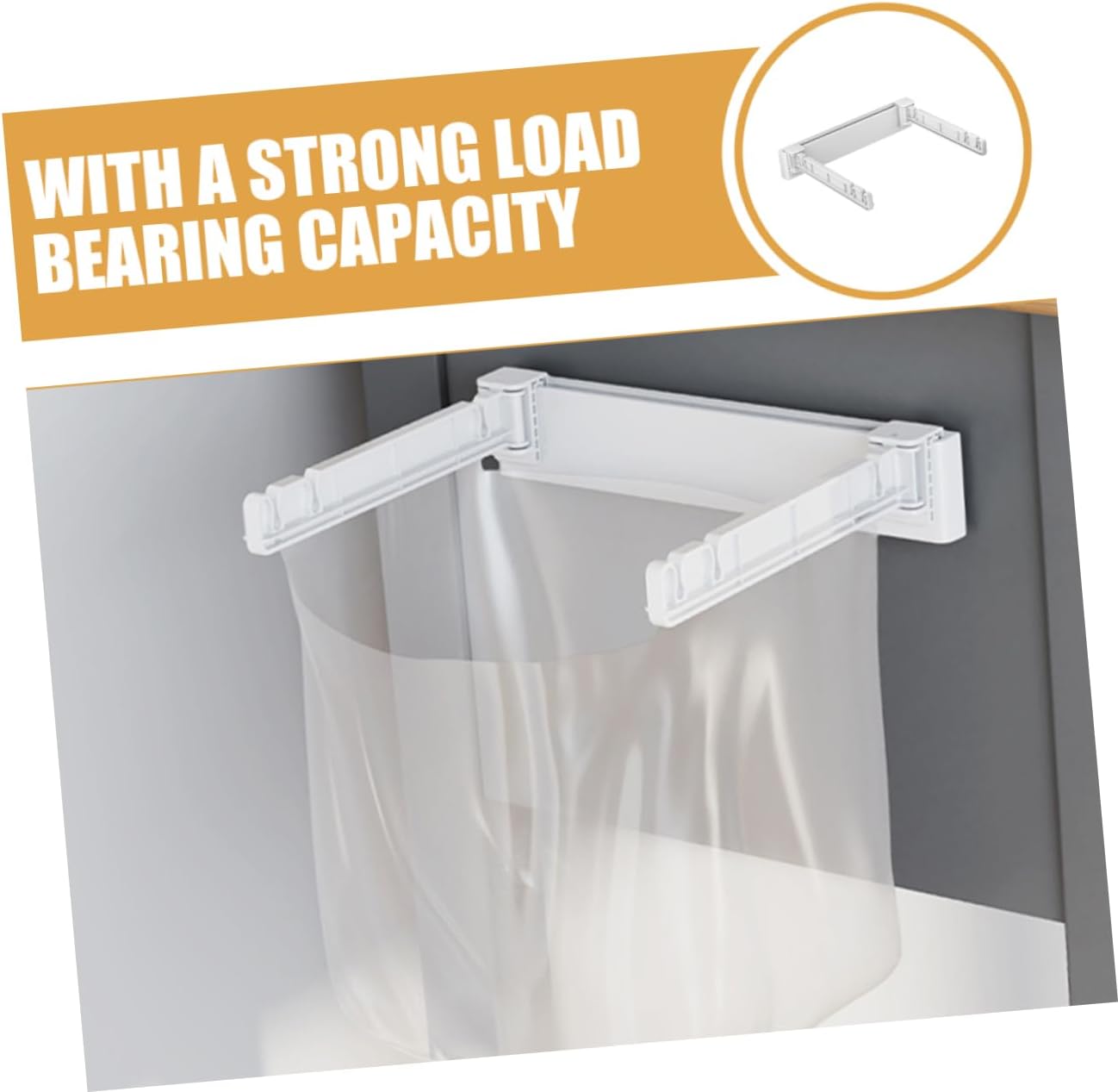 PRETYZOOM Wall Mounted Trash Bag Holder Rack Multi-Functional Foldable Kitchen Garbage Bag Stand Holder for Sink No Drill Installation