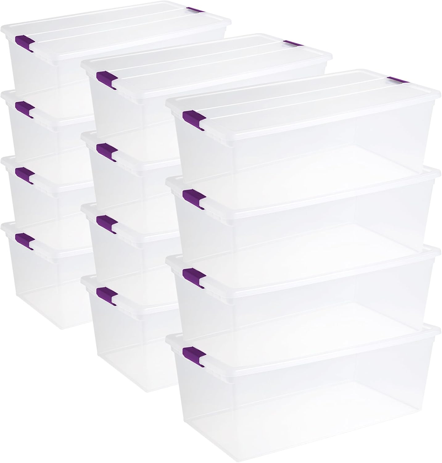 Sterilite 8-Pack 60 Quart ClearView Latch Box, Wheeled Underbed Organizer Bins with Latching Lids - Clear Plastic Organization Containers for Closet, Bedroom, Shelving Units and Everyday Home Storage
