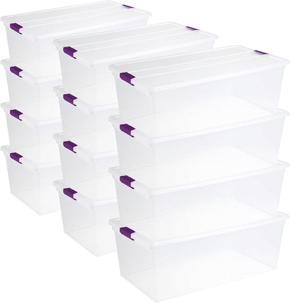 Sterilite 8-Pack 60 Quart ClearView Latch Box, Wheeled Underbed Organizer Bins with Latching Lids - Clear Plastic Organization Containers for Closet, Bedroom, Shelving Units and Everyday Home Storage