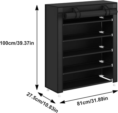 Laiensia 9-Tier Vertical Shoe Rack Organizer, Space Saving Shoe Storage Organizer, Non-Woven Cover Shoe Shelf Holds 36-45 Pairs for Bedroom, Hallway, Closet Entryway, Black