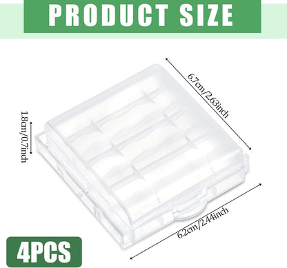 Skrfren 4 pcs AA/AAA Battery Organizer Storage Case, Clear Battery Holder Case Small Batteries Organizer for Drawer