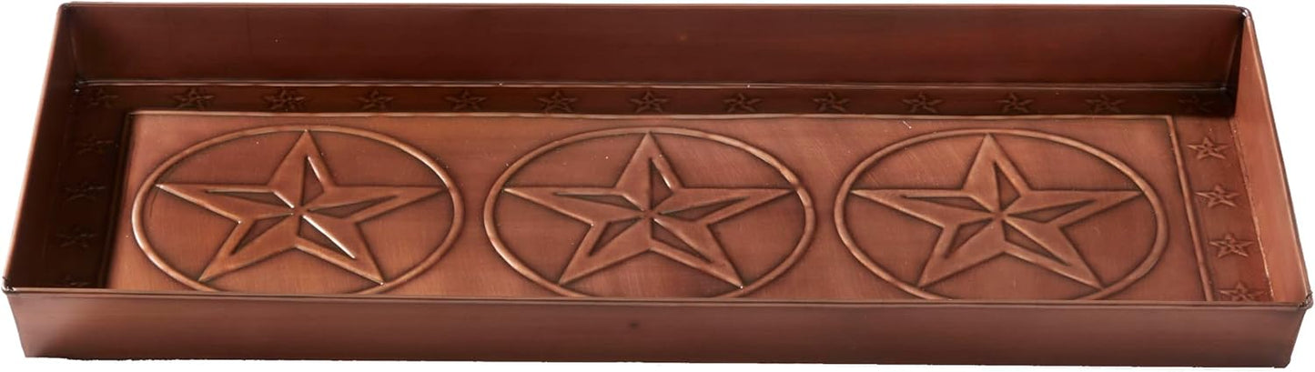 HF by LT Birch Forest Pattern Metal Boot Storage Tray, 30 x 13 inches, Antique Copper Finish