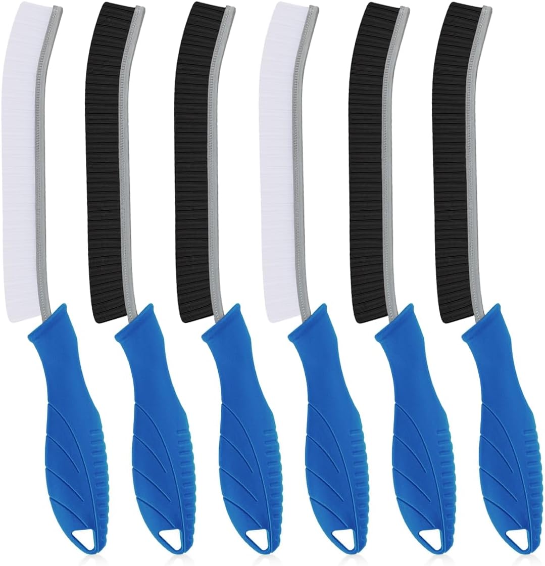 TQRR 3Pcs Hard Bristle Crevice Cleaning Brush, Scrub Brush, Kitchen Sink Cleaning Brush, Grout Brush, Corner Brush Cleaning Tools for Toilet, Bathroom, Gap, Home, Household, Window (3, Black)