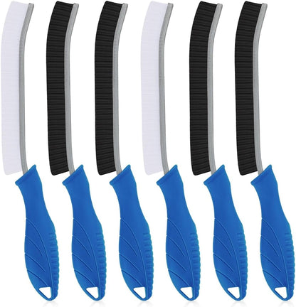 TQRR 3Pcs Hard Bristle Crevice Cleaning Brush, Scrub Brush, Kitchen Sink Cleaning Brush, Grout Brush, Corner Brush Cleaning Tools for Toilet, Bathroom, Gap, Home, Household, Window (3, Black)