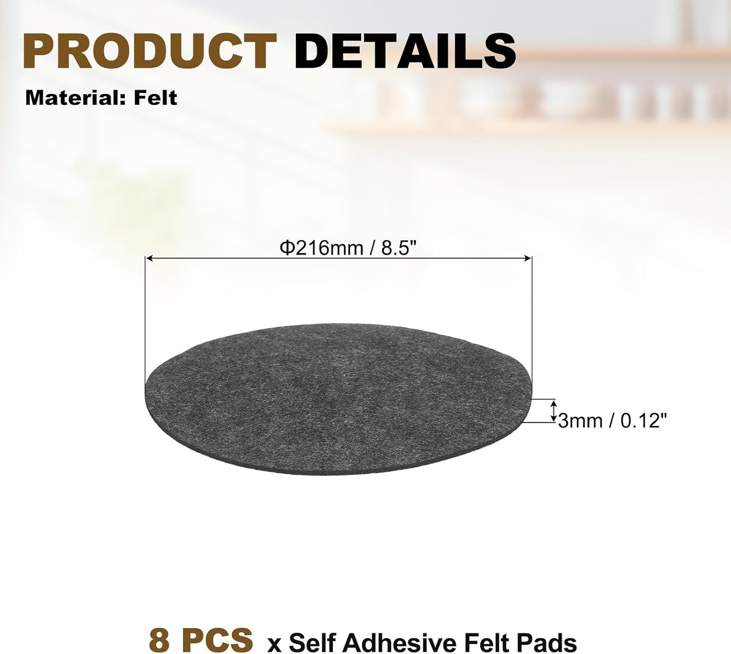 uxcell 32Pcs Non Slip Furniture Pads, 3" Round Self Adhesive Felt Bumpers Noise Reducing Furniture Feet Floor Protector for Chairs Tables Furniture Legs (White 0.2" Thick) - Colors B