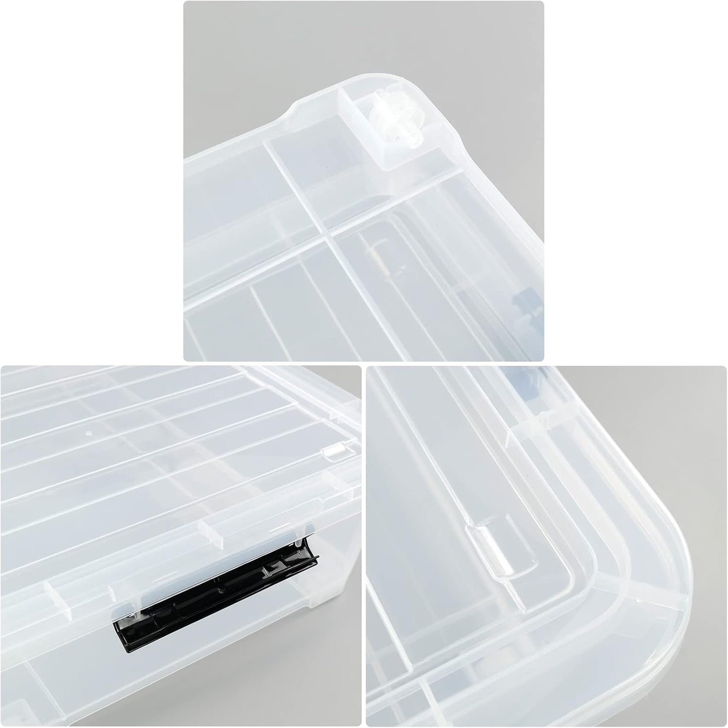 3-Pack Wheeled Plastic Under Bed Storage Box with Lids, 40 L | Under Bed Storage Bin, Secure Side Latch Lid, Built-In Rolling Wheels, Stackable Design, Perfect for Under Bed Storage