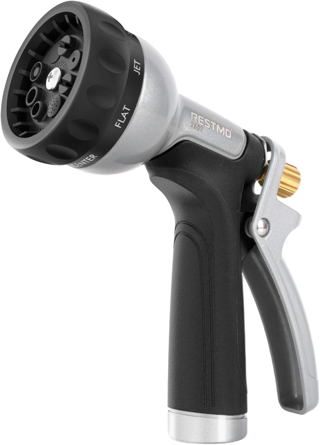 RESTMO Garden Hose Nozzle Heavy Duty, Leak-proof Water Hose Sprayer | 7 Adjustable Spray Patterns, Durable Metal, Flow Control, Ideal for Plants & Lawns Watering, Cars & Pets Washing, Green